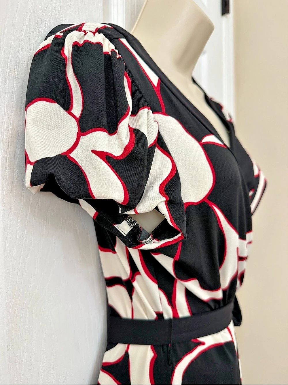 INC International Concepts Floral-Print Wrap Dress Black & White Size XL - Picture 6 of 11